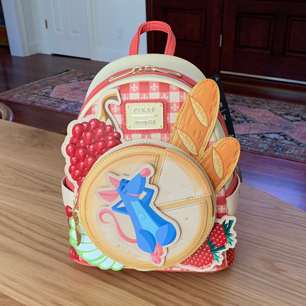 Loungefly Pixar Ratatouille Red and Cream picnic Backpack